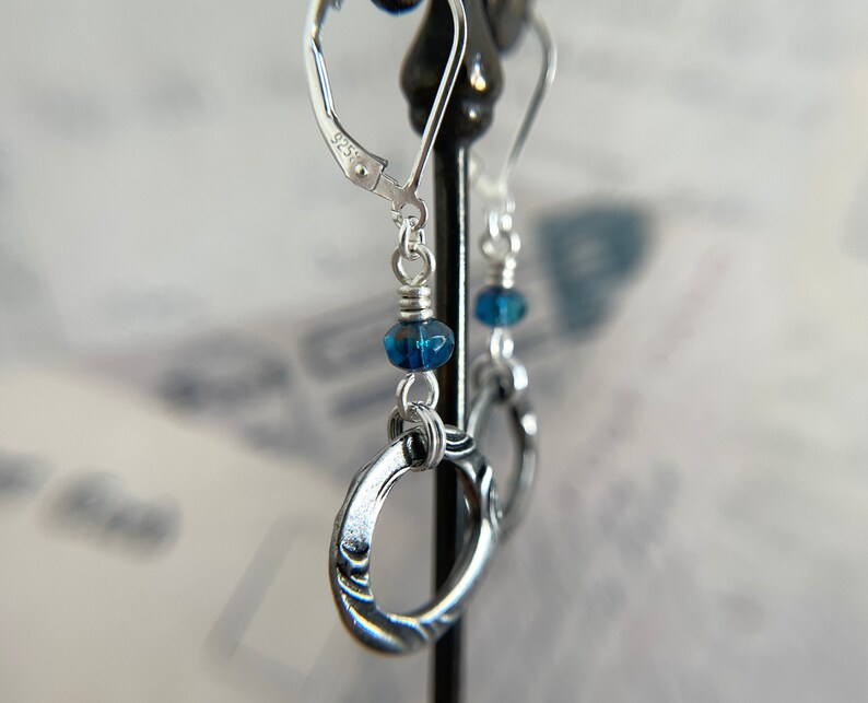 Blue Circle earrings sterling silver ear wires