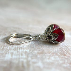 Classic Garnet Red Earrings, Sterling Silver Ear Wires