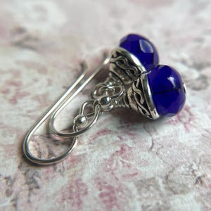 Cobalt Blue Celtic Earrings Sterling Silver Ear Wire