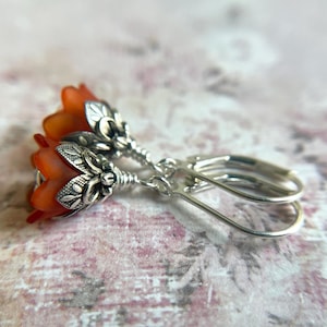Orange Earrings Sterling Silver Ear Wire