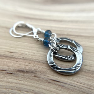 Blue Circle Earrings Sterling Silver Ear Wires image 8