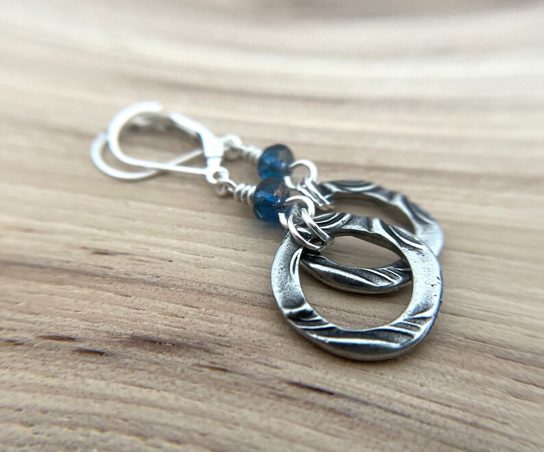 Blue Circle Earrings Sterling Silver Ear Wires image 8