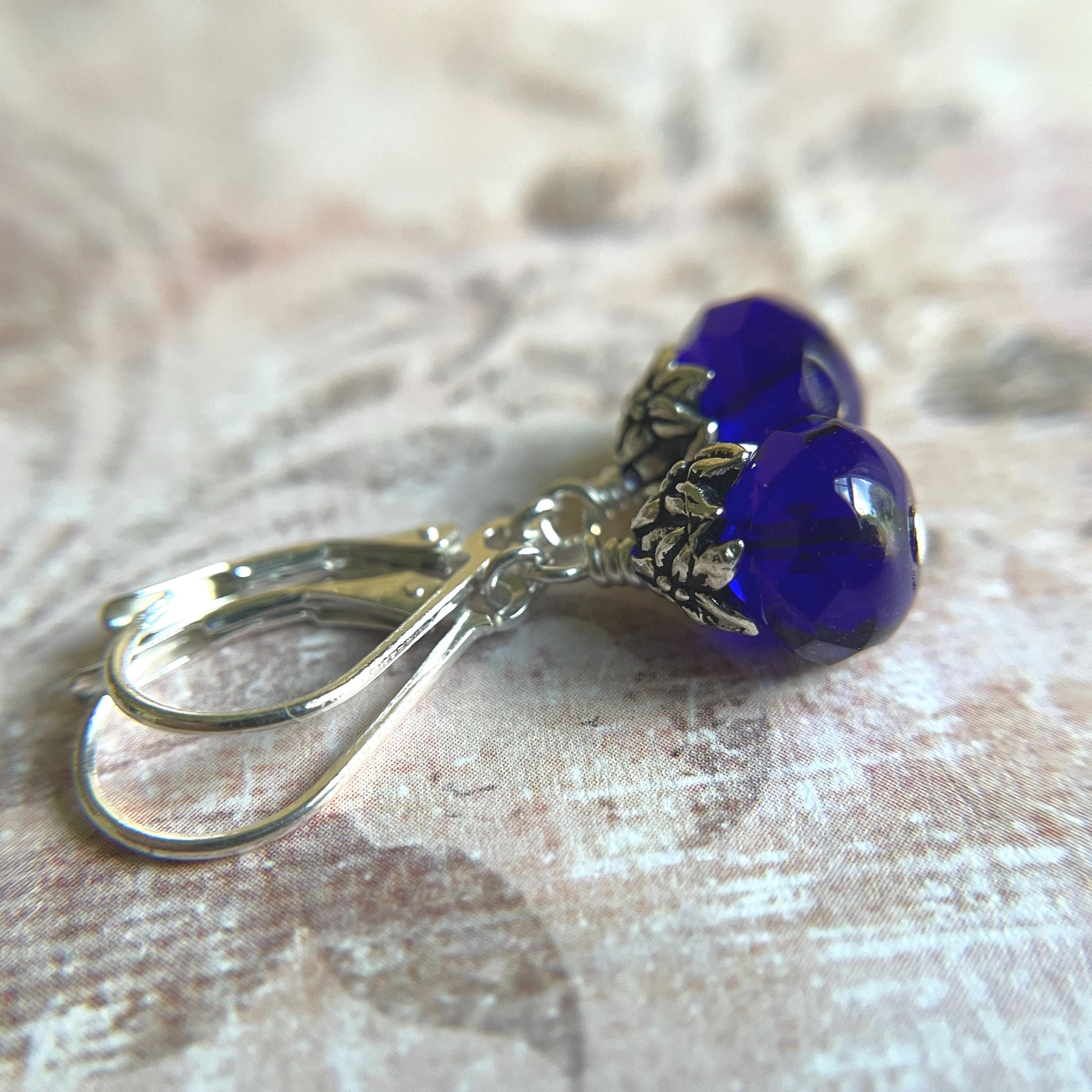 Jasmine Cobalt Blue Earrings Sterling Ear Wires