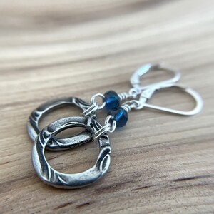 Blue Circle Earrings Sterling Silver Ear Wires image 7