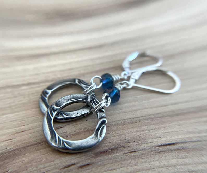 Blue Circle Earrings Sterling Silver Ear Wires image 7