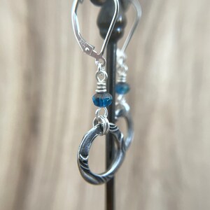 Blue Circle Earrings Sterling Silver Ear Wires image 2