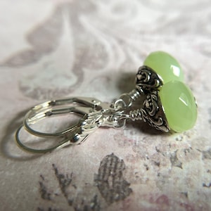 Mint Green Opal in Ivy Earrings, Sterling Silver Ear Wires