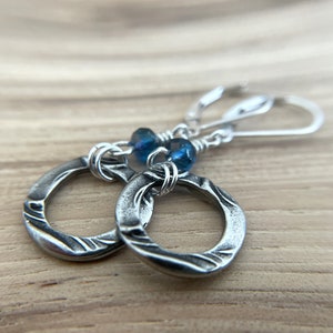 Blue Circle Earrings Sterling Silver Ear Wires image 4