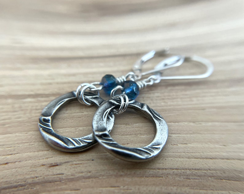 Blue Circle Earrings Sterling Silver Ear Wires image 4