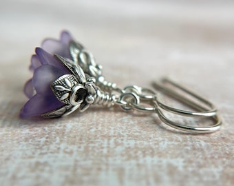 Classic Lilac Flower Earrings, Sterling Silver Ear Wires