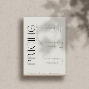 Fotografie-Preisführer Canva Editierbare Vorlage Preisliste für Fotografen Sitzungspreisführer Fotopreisliste Preisliste PDF