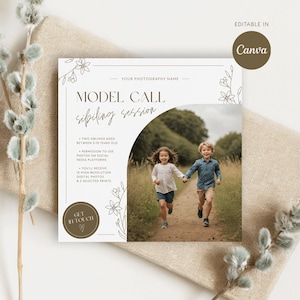 Fotografie-Model-Anruf Canva Bearbeitbare Vorlage Modell-Anruf Familien-Minisitzung Fotografie Marketing-Board Social Media IG-Werbung