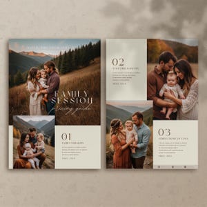 Guida ai prezzi della fotografia Modello modificabile Canva Scheda marketing per sessioni familiari Semplice moderno Minimalista Foglio prezzi Volantino fotografico stampabile