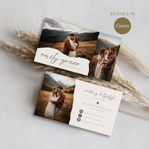 Fotografie-Visitenkarte - Canva Editierbare Vorlage - Visitenkarte für Fotografen - Fotografie-Marketing - Boho-Visitenkartenvorlage