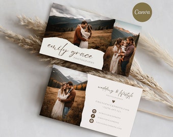 Visitenkarte für Fotografen – Bearbeitbare Canva-Vorlage – Visitenkarte für Fotografen – Fotografie-Marketing – Boho-Visitenkartenvorlage