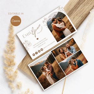 Carte de visite pour photographe - Modèle modifiable Canva - Marketing photo - Design bohème