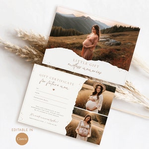 写真ギフト券 Canva 編集可能なテンプレート マタニティセッション ギフトカード 妊娠セッション 編集可能なバウチャー 写真マーケティング