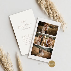 Modèle de carte de visite pour photographe modifiable sur Canva - Carte de visite minimaliste - Marketing pour la photographie de mariage - Carte de visite délicate