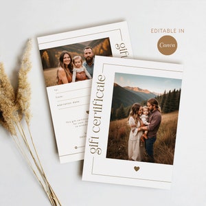 Photography Gift Certificate Template - Canva Editable Template - Photographer Gift Card Template - Photography Session Editable Voucher