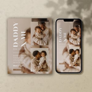 Daddy&Me ミニセッション Canva 編集可能テンプレート Instagram 投稿とストーリー 父の日写真マーケティングボード ミニセッションプロモーション