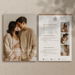 Guia de Preços para Sessões de Maternidade Modelo Editável Canva Guia de Preços para Fotografia Lista de Preços para Sessões de Fotos de Gravidez Modelo de Folha de Preços Canva
