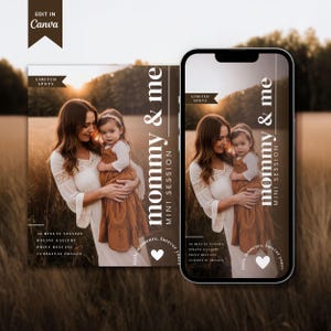 Mini sessione Mommy&Me Canva Modello modificabile Post e storia di Instagram Nuovo aggiornamento delle dimensioni 1080x1350 Bacheca di marketing per la fotografia della festa della mamma