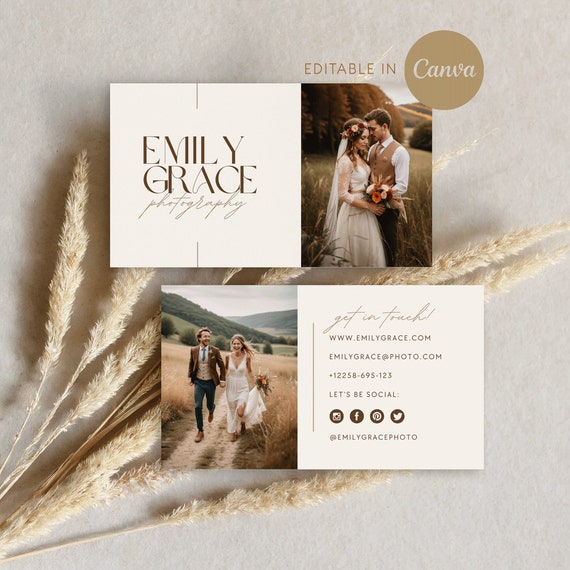 Photography Business Card - Canva Editable Template - Photographer Business Card - Photography Marketing - Minimalist Business Card Template