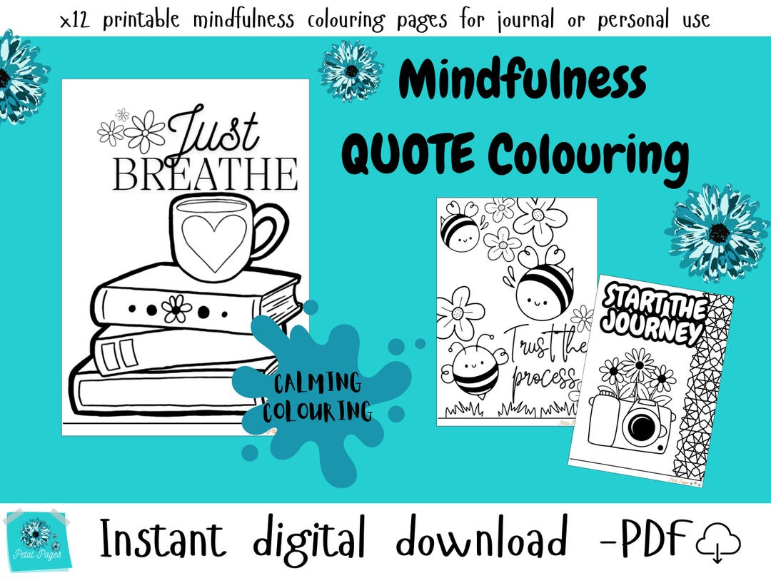 12 MINDFULNESS QUOTES Colouring Pages | Relaxing & Cozy Adult Sheets ...