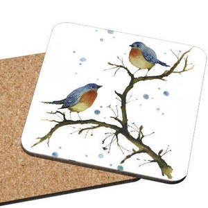 Bird Coasters, Mix & Match Warm Inside English robins, cute love birds, red breasted robin, Christmas gift, watercolour art, Oladesign image 1