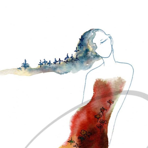 Morning Glory - Watercolor Art Print - Dancing Spirit - Graceful Woman - Salsa Dancer - Devine Grace - Paper & Canvas - Olga Cuttell