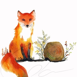 Indie Art Print Red Fox Sly Fox Clever Rascal Nick Wilde Vixey Watercolor Wildlife Painting Paper or Canvas Olga Cuttell image 1
