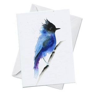 Carte de vœux - STELLAR - Blue Jay Stellars Vibrant Dark Shimmering Colorful Canadian Bird Baseball Toronto Aquarelle Art Peinture