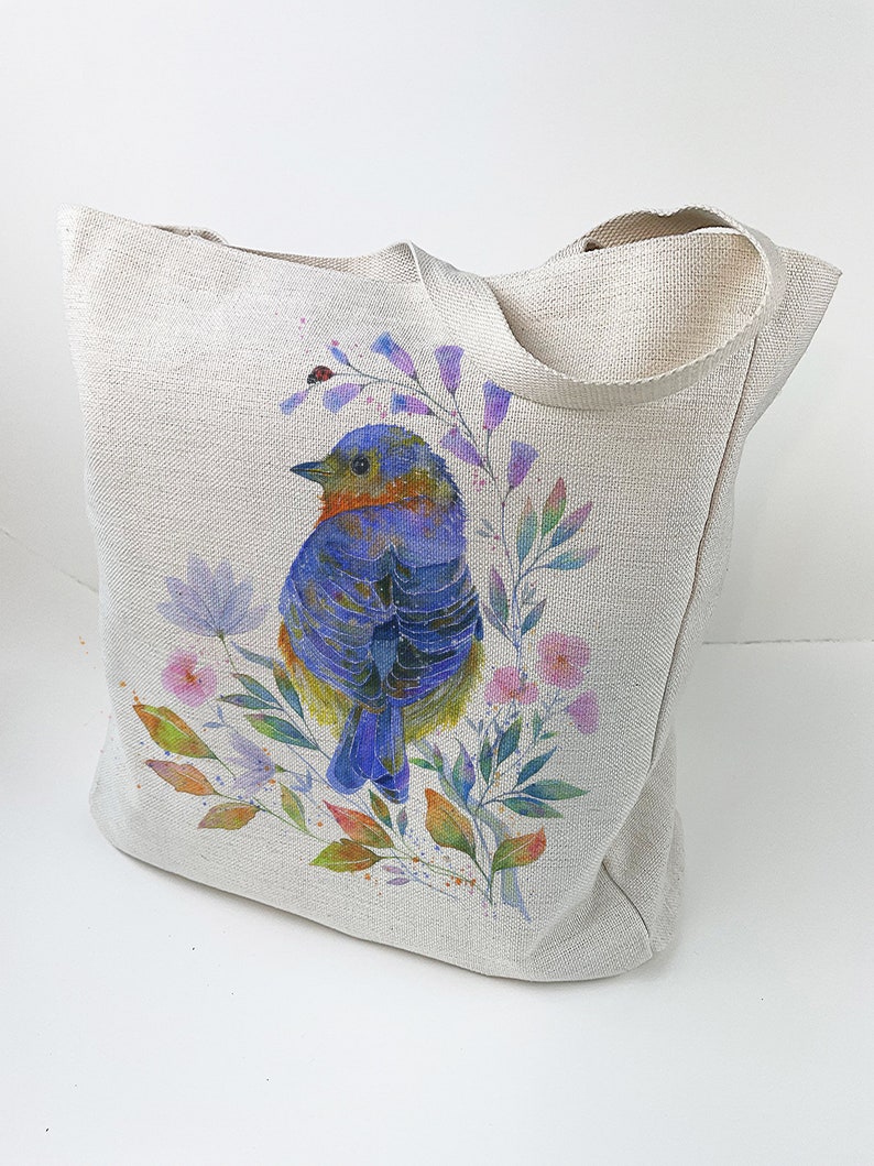 Tote Bag Choose your Design Canvas bag, large bag, huge tote bag, art tote, colourful bag, bird art bag, Olga Cuttell image 4