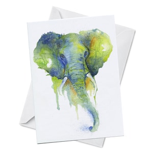 Carte de voeux - MÉMOIRE - carte souvenir éléphant aquarelle majestueux animal de safari africain aquarelle animal en voie de disparition du Sahara