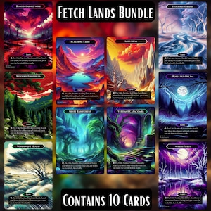 Commander EDH Fetch Land MTG-proxybundel. Magic the Gathering MTG full-art kaarten.