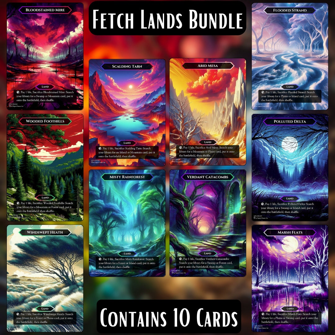 cards with persist mtg MTG Proxy Fetch Land Set – 10 Card Ready-to-Play Collection – Beautifu –  Liquid Luck main image 0
