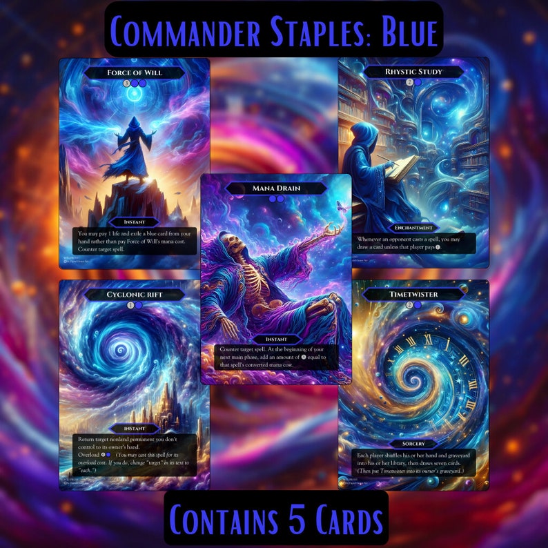 Commander EDH Blue Staples MTG Proxy Bundle. Magic the Gathering MTG