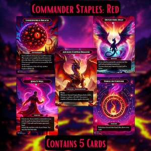 Commander EDH Red Staples MTG-proxybundel. Magic the Gathering MTG full-art kaarten.