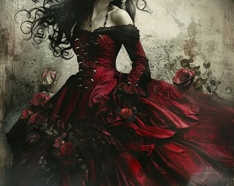 Gothic Lady In Red (2 Variationen)