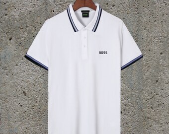 Hugo Boss Polo Shirt - Mens Embroidered BOSS Logo T-Shirt  Hugo For Men  Athletic Design