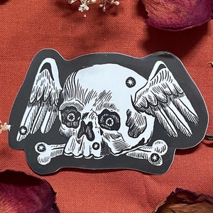 Totenkopf Aufkleber, Grabsteinsymbol, erdachte Sternbildfassung