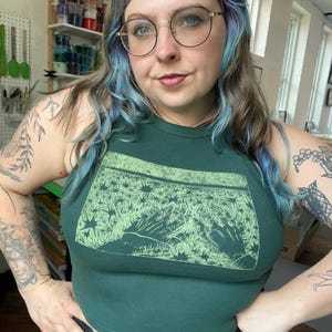 Touch Grass- Magical Celestial Crop Tank  ~ Screenprinted by Hand, Original Art