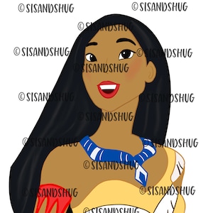 Pocahontas Princess PNG | Hand Drawn | Sublimation Design