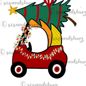 Christmas Kids Car with Tree PNG | Hand Drawn | Sublimation Design | Hand Drawn Digital Download | Printable Artwork | Merry Christmas | Kid