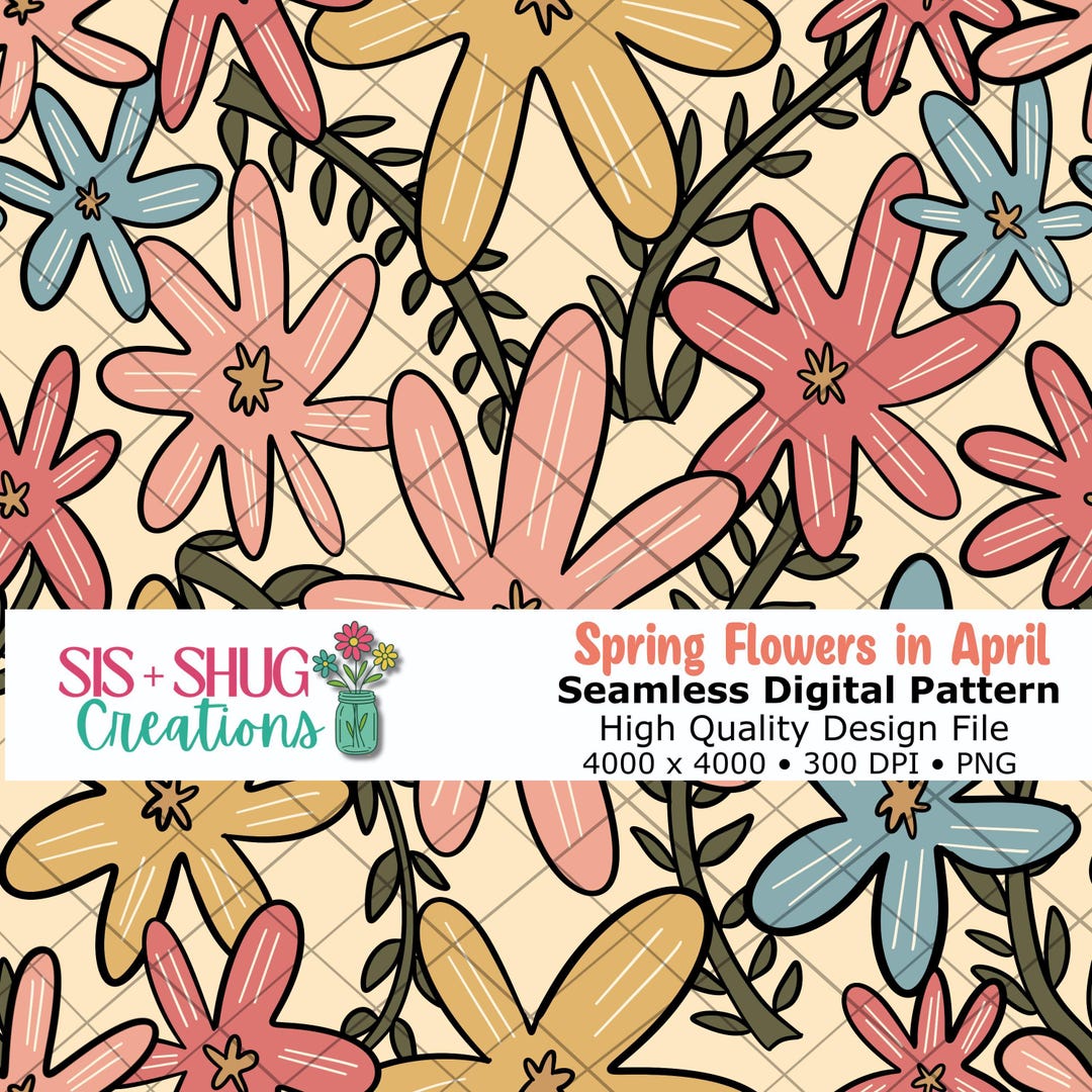 Floral Digital Paper Seamless Pattern Background Spring Flower Fabric ...
