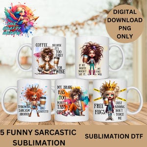 Coffee Cup Digital Download, Funny Sarcastic Sublimation Bundle, PNG Only, Funny Coffee Mug Designs, Digital Download Cup Decals