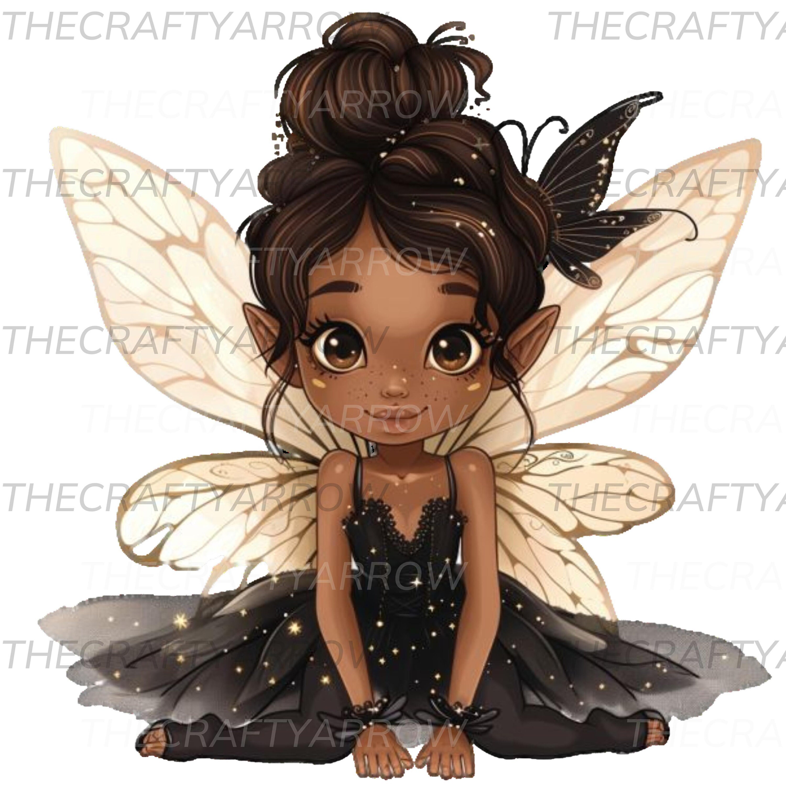 Little Black Fairy Girls PNG Sublimation Fairy Girl Clipart Black Fairy ...