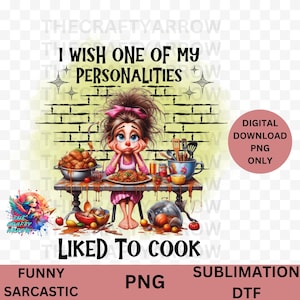 面白い、PNG、昇華デザイン、かわいい大人のユーモア、PNG、皮肉、私の性格の 1 つが料理好きだったらいいのに、おかしなことわざ、漫画、マグカップ