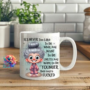 Crazy Old Grandma PNG, Sublimation Design, Funny Grandma, Cute, Printable Art, Quirky Grandmother, Mother's Day, Mama Mug, adult humour image 2