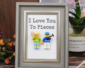 Aangepaste LEGO® koppel in frame cadeau | Gepersonaliseerde paargift | Jubileumcadeau | Verjaardagscadeau | Huwelijkscadeau | Cadeaus voor koppels